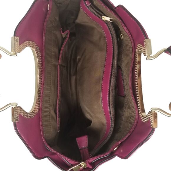 Plum Purple Gold Trim Handbag - Picture 7 of 10